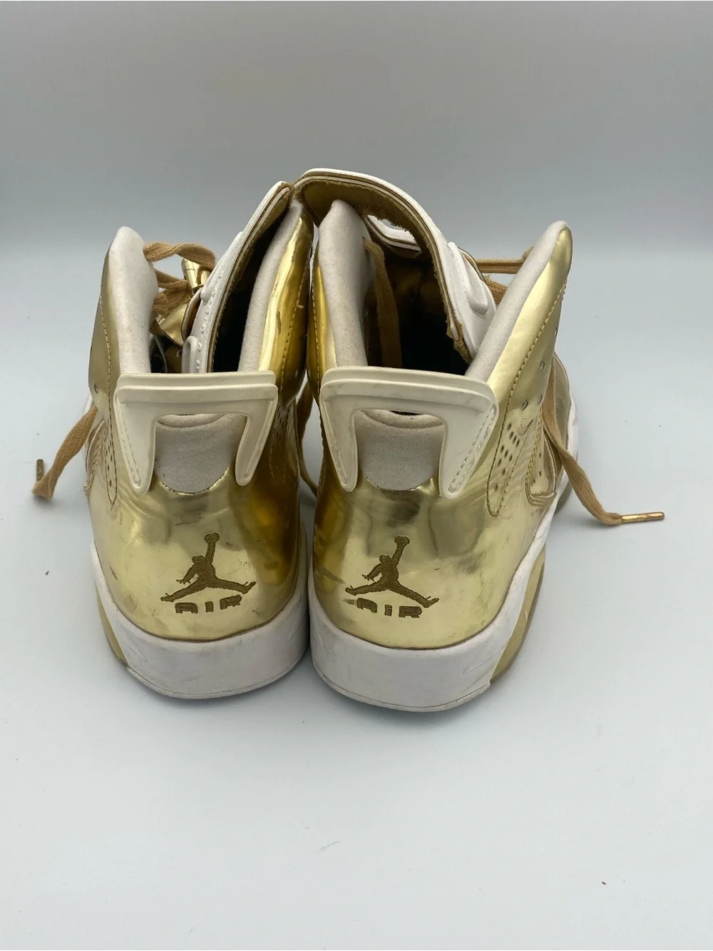Jordan Metallic Gold High Top Sneakers with White Interior